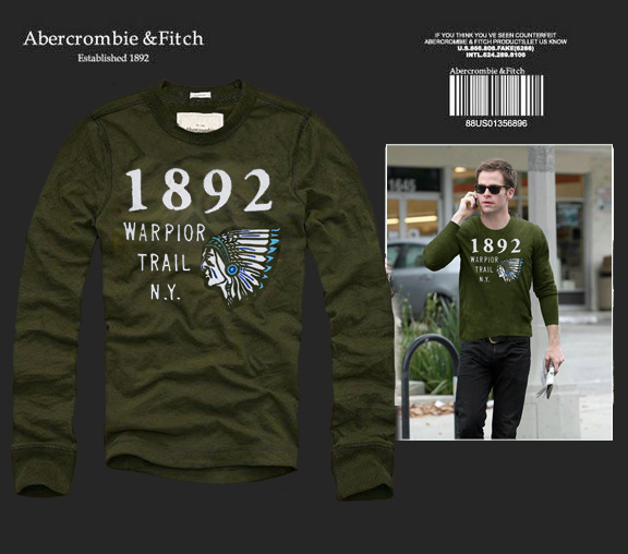 Abercrombie Fitch Hombres De Cuello Redondo Con Gente Fotos Largo Remera AF6059